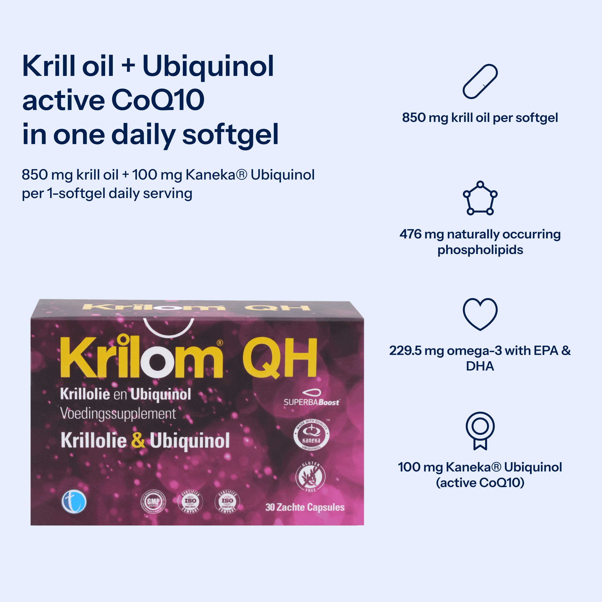 Krilom QH | Krill Oil & Ubiquinol Food Supplement - TAB Vitamins