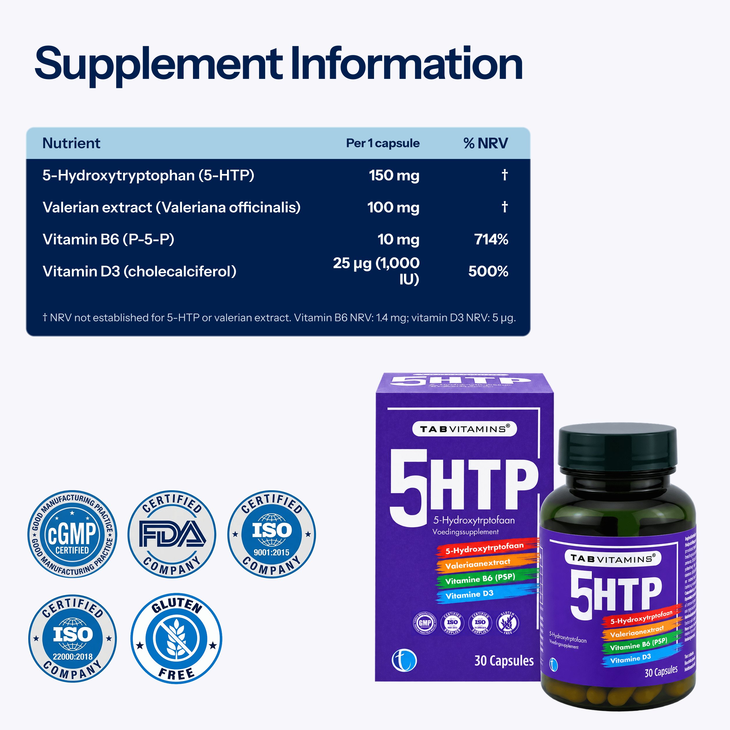 TAB Vitamins 5-HTP | Daily Food Supplement - TAB Vitamins