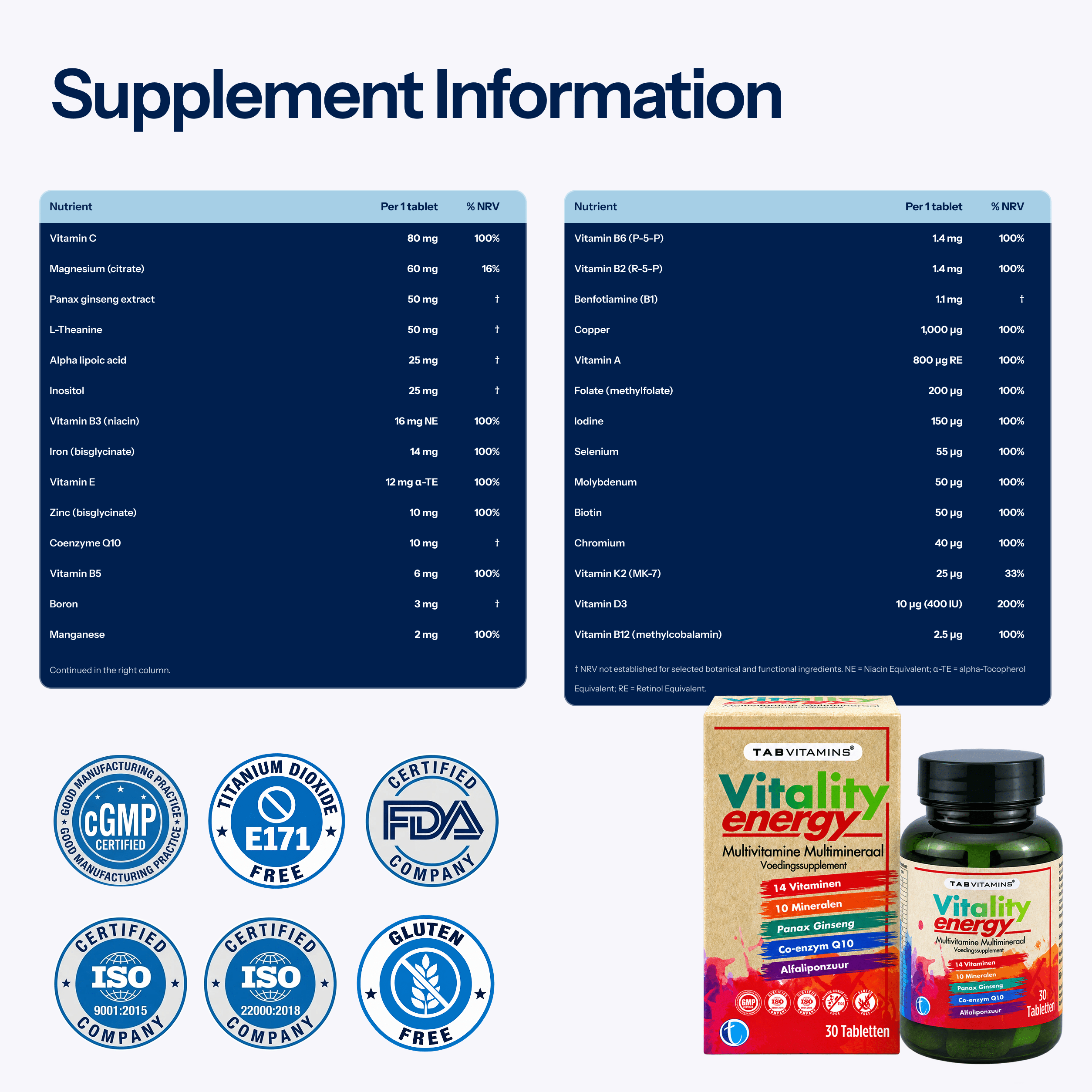TAB Vitamins Vitality Energy | Multivitamin & Multimineral Supplement - TAB Vitamins